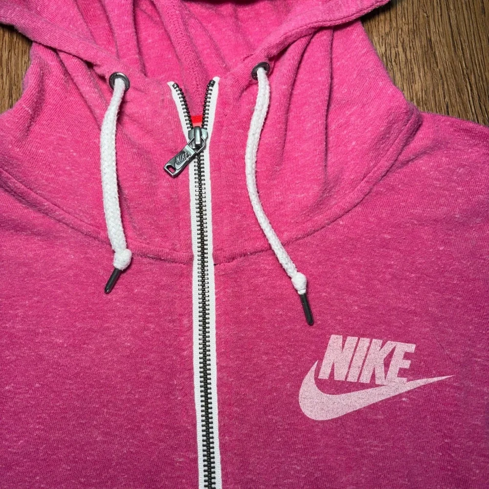 Nike Essential Full Zip Hooded Sweatshirt Jacket Pink organic Cotton Womens S